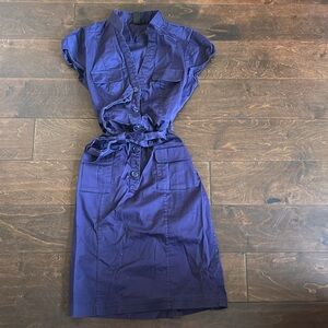 H & M Womens Dress Cargo Style Pockets Purple New Sz 4 Belt Cap Sleeeve ST1925